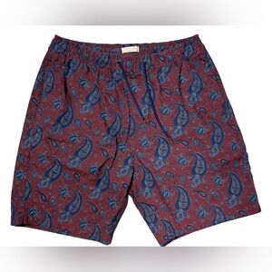 Michael Brandon Paisley Print Drawstring Shorts Mens Medium Burgundy Blue Casual